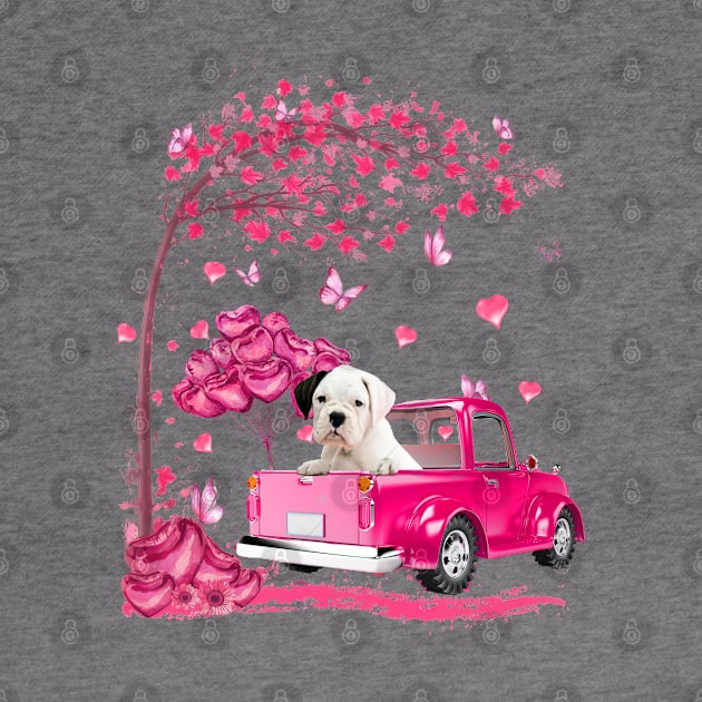 Valentine's Day Love Pickup Truck White Boxer by SuperMama1650